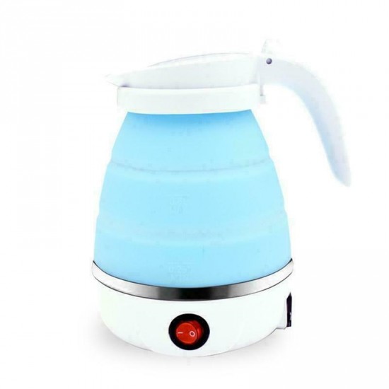 Electric Kettle Silicone Foldable Portable Travel Camping-Blue